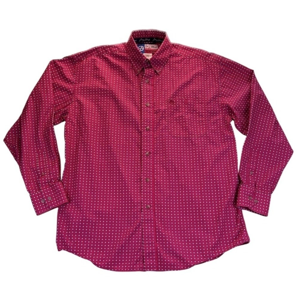 Wrangler George‎ Strait Cowboy Cut Mens Large Red Geometric Button Down MGSR057